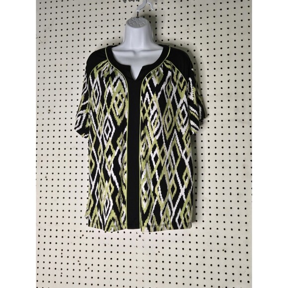 Alfred Dunner Green and Black Blouse with Triangles XL - Picture 1 of 5